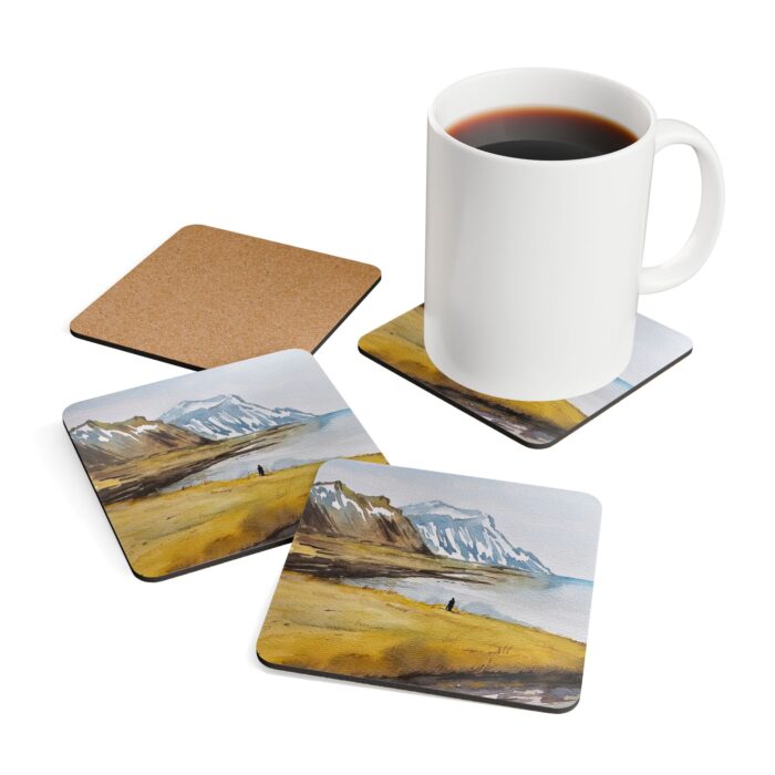 Landscape Watercolor Corkwood Coaster Set - Image 4