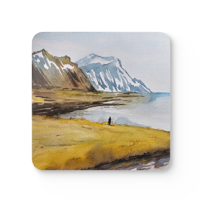 Landscape Watercolor Corkwood Coaster Set